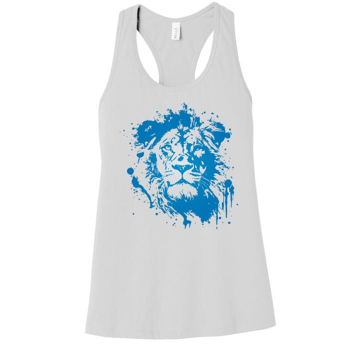 Paint Splat Graffiti Lions Football Sports Fan Women's Racerback Tank