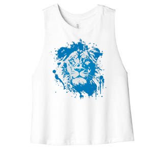 Paint Splat Graffiti Lions Football Sports Fan Women's Racerback Cropped Tank