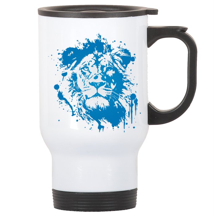 Paint Splat Graffiti Lions Football Sports Fan Stainless Steel Travel Mug