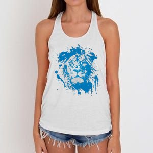 Paint Splat Graffiti Lions Football Sports Fan Women's Knotted Racerback Tank