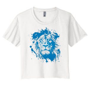 Paint Splat Graffiti Lions Football Sports Fan Women's Crop Top Tee