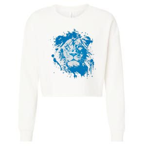 Paint Splat Graffiti Lions Football Sports Fan Cropped Pullover Crew