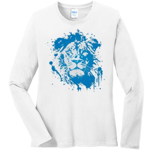 Paint Splat Graffiti Lions Football Sports Fan Ladies Long Sleeve Shirt