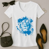 Paint Splat Graffiti Lions Football Sports Fan Women's V-Neck T-Shirt