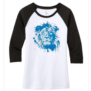 Paint Splat Graffiti Lions Football Sports Fan Women's Tri-Blend 3/4-Sleeve Raglan Shirt