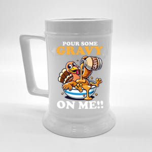 Pour Some Gravy On Me Funny Thanksgiving Turkey Dinner Humor Gift Beer Stein