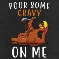 Pour Some Gravy On Me Funny Thanksgiving Turkey 7 Panel Mesh Trucker Snapback Hat