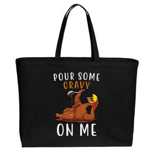 Pour Some Gravy On Me Funny Thanksgiving Turkey Cotton Canvas Jumbo Tote