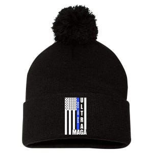 Patriotic Support Graphics Pom Pom 12in Knit Beanie