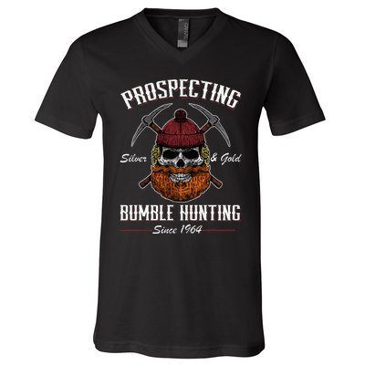 Prospecting Silver & Gold Bumble Hunting Since 1964 V-Neck T-Shirt