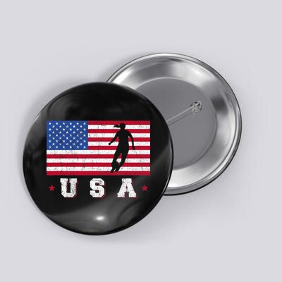 Patriotic Sports Gift USA American Flag Wo Girls Soccer Button