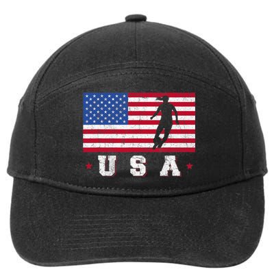 Patriotic Sports Gift USA American Flag Wo Girls Soccer 7-Panel Snapback Hat