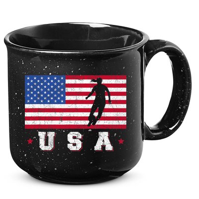 Patriotic Sports Gift USA American Flag Wo Girls Soccer 15oz Campfire Ceramic Mug