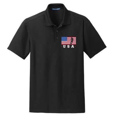 Patriotic Sports Gift USA American Flag Wo Girls Soccer Dry Zone Grid Polo