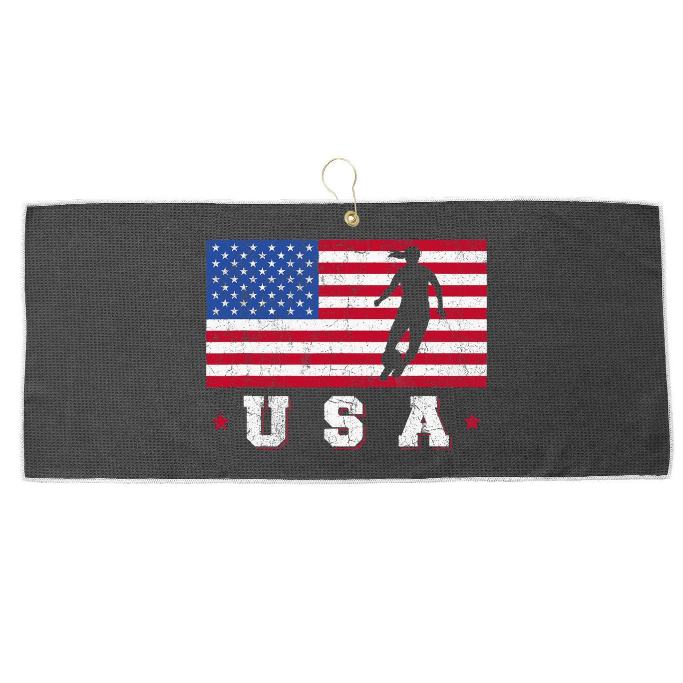 Patriotic Sports Gift USA American Flag Wo Girls Soccer Large Microfiber Waffle Golf Towel