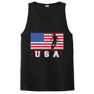 Patriotic Sports Gift USA American Flag Wo Girls Soccer PosiCharge Competitor Tank