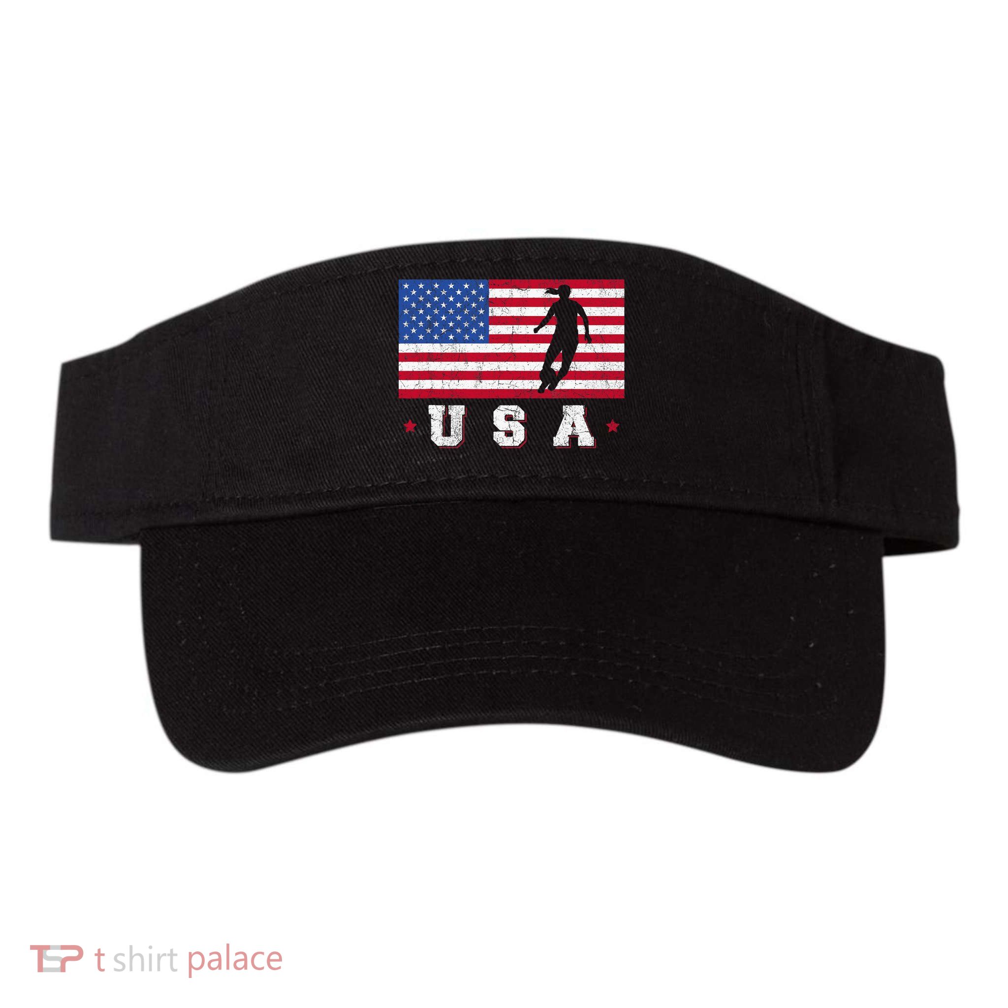 Patriotic Sports Gift USA American Flag Wo Girls Soccer Visor