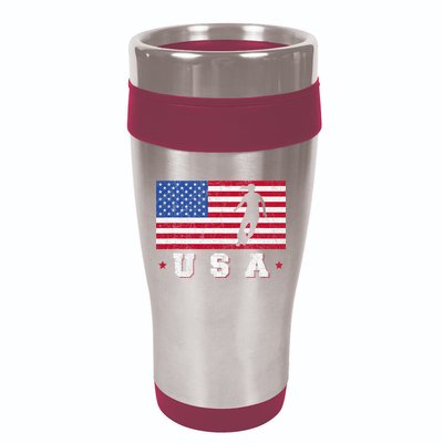 Patriotic Sports Gift USA American Flag Wo Girls Soccer 16oz Travel Tumbler