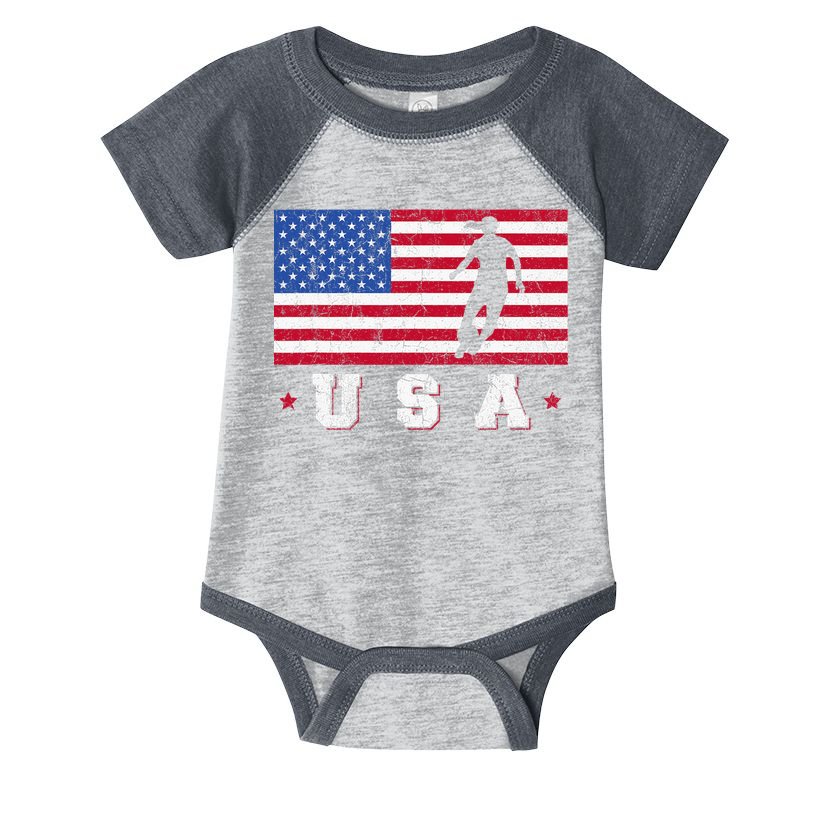 Patriotic Sports Gift USA American Flag Wo Girls Soccer Infant Baby Jersey Bodysuit