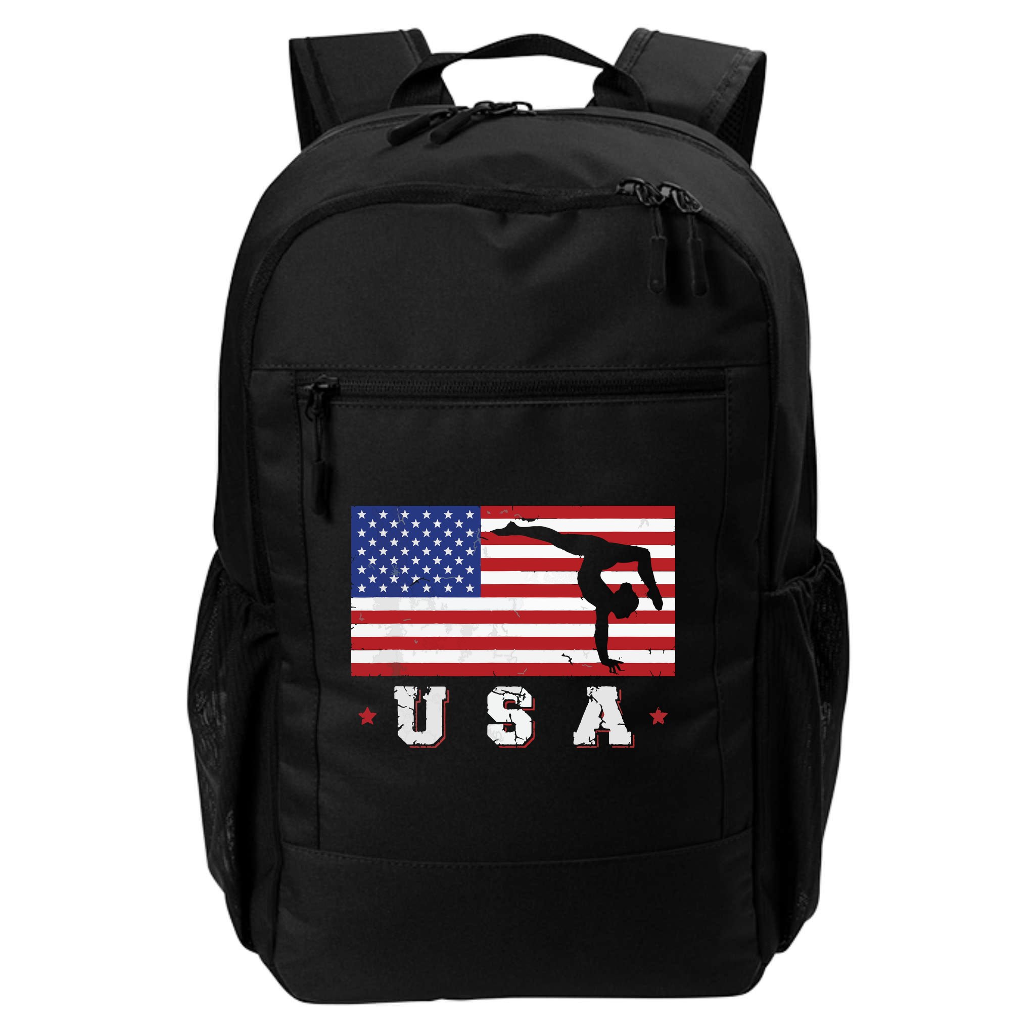 Patriotic Sports Gift American USA Flag Girl Gymnastics Backpack