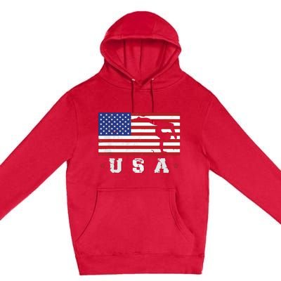 Patriotic Sports Gift American USA Flag Girl Gymnastics Premium Pullover Hoodie