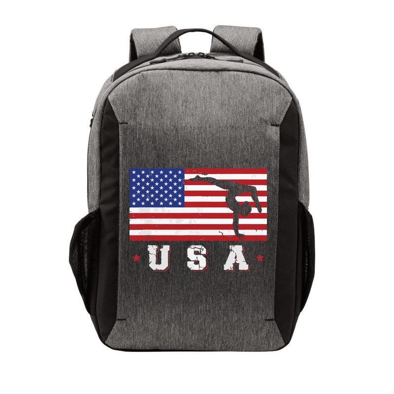 Patriotic Sports Gift American USA Flag Girl Gymnastics Vector Backpack