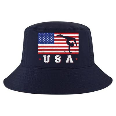Patriotic Sports Gift American USA Flag Girl Gymnastics Cool Comfort Performance Bucket Hat