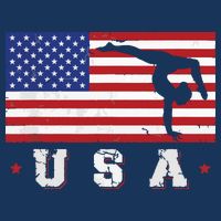 Patriotic Sports Gift American USA Flag Girl Gymnastics Flat Bill Trucker Hat