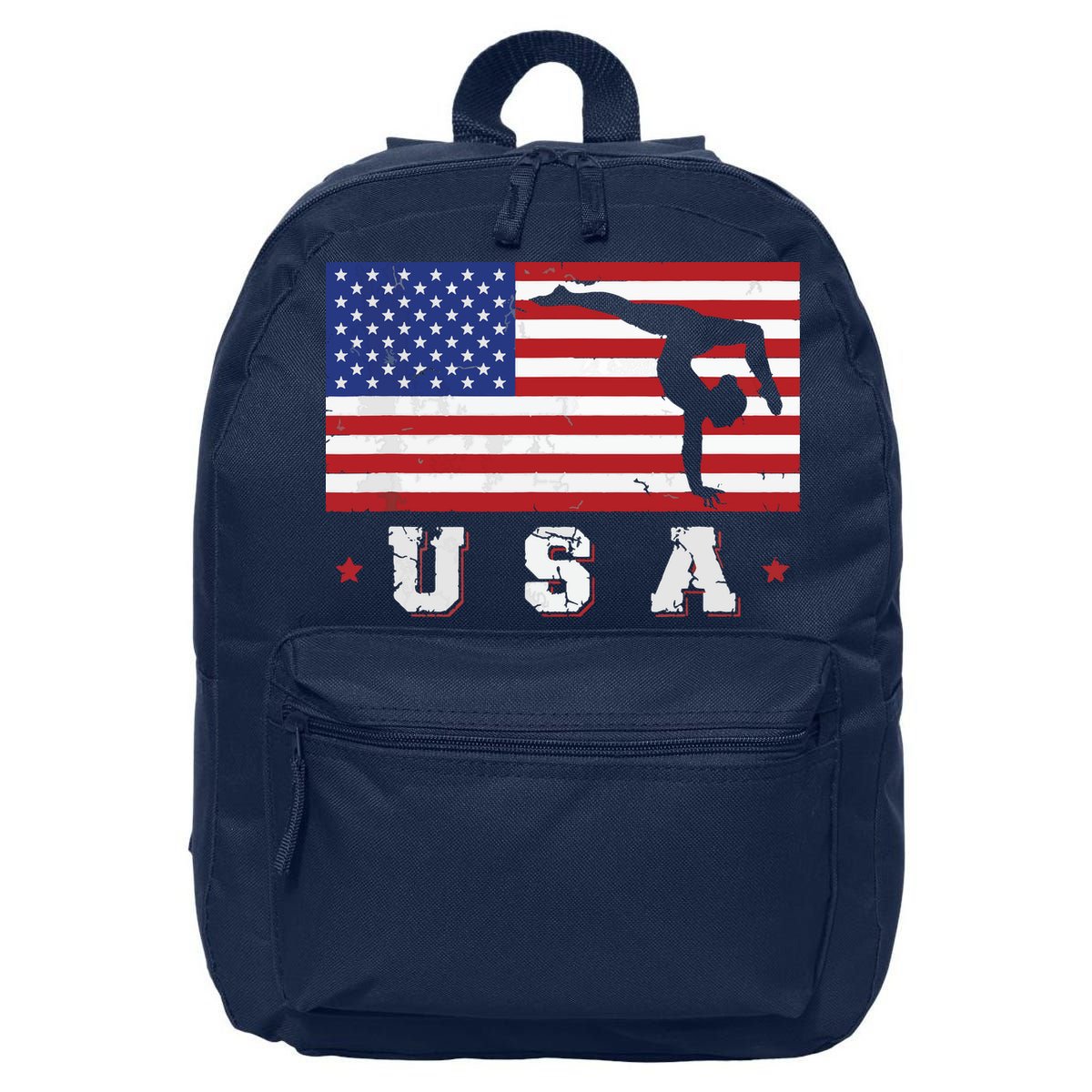 Patriotic Sports Gift American USA Flag Girl Gymnastics 16 in Basic Backpack