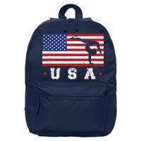 Patriotic Sports Gift American USA Flag Girl Gymnastics 16 in Basic Backpack