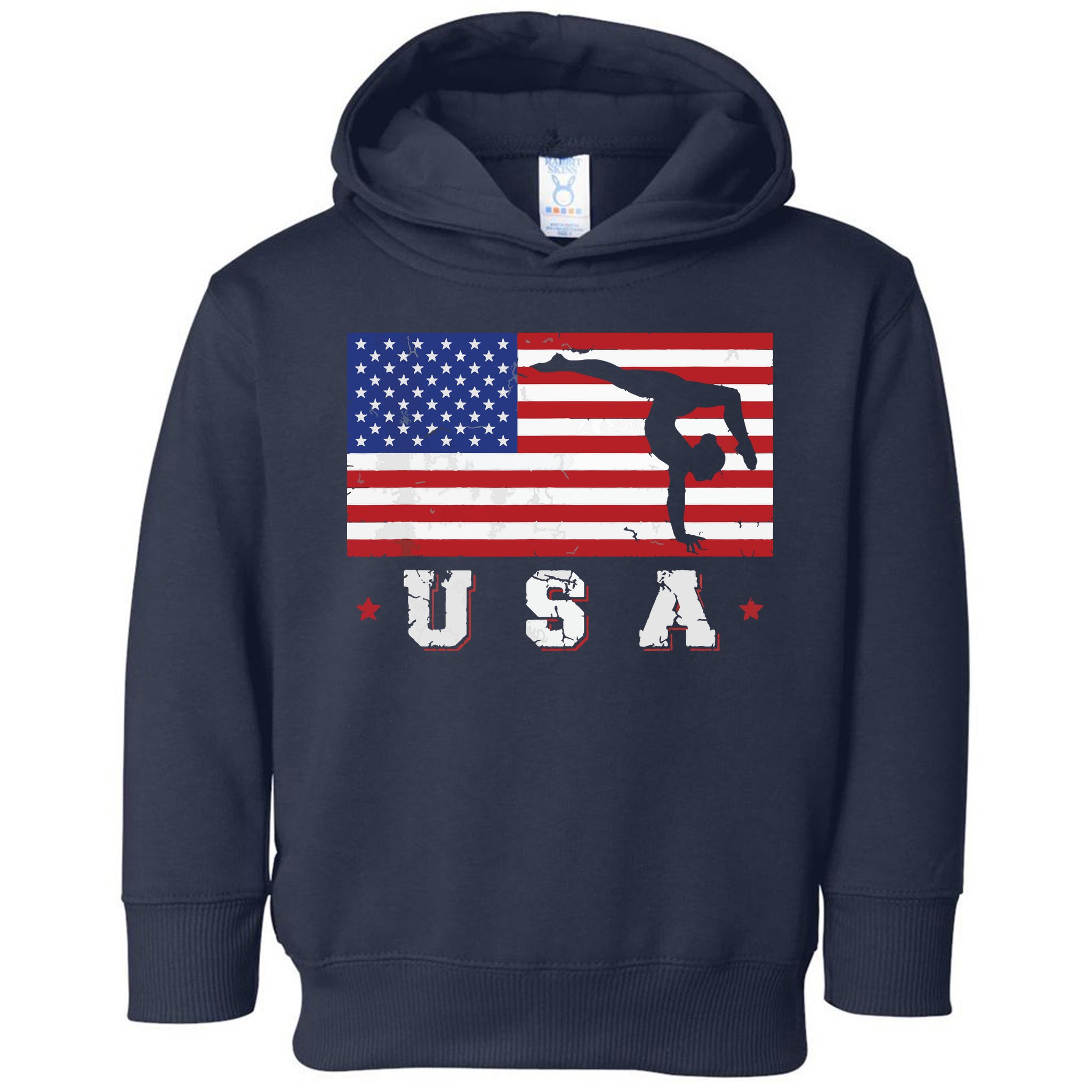 Patriotic Sports Gift American USA Flag Girl Gymnastics Toddler Hoodie