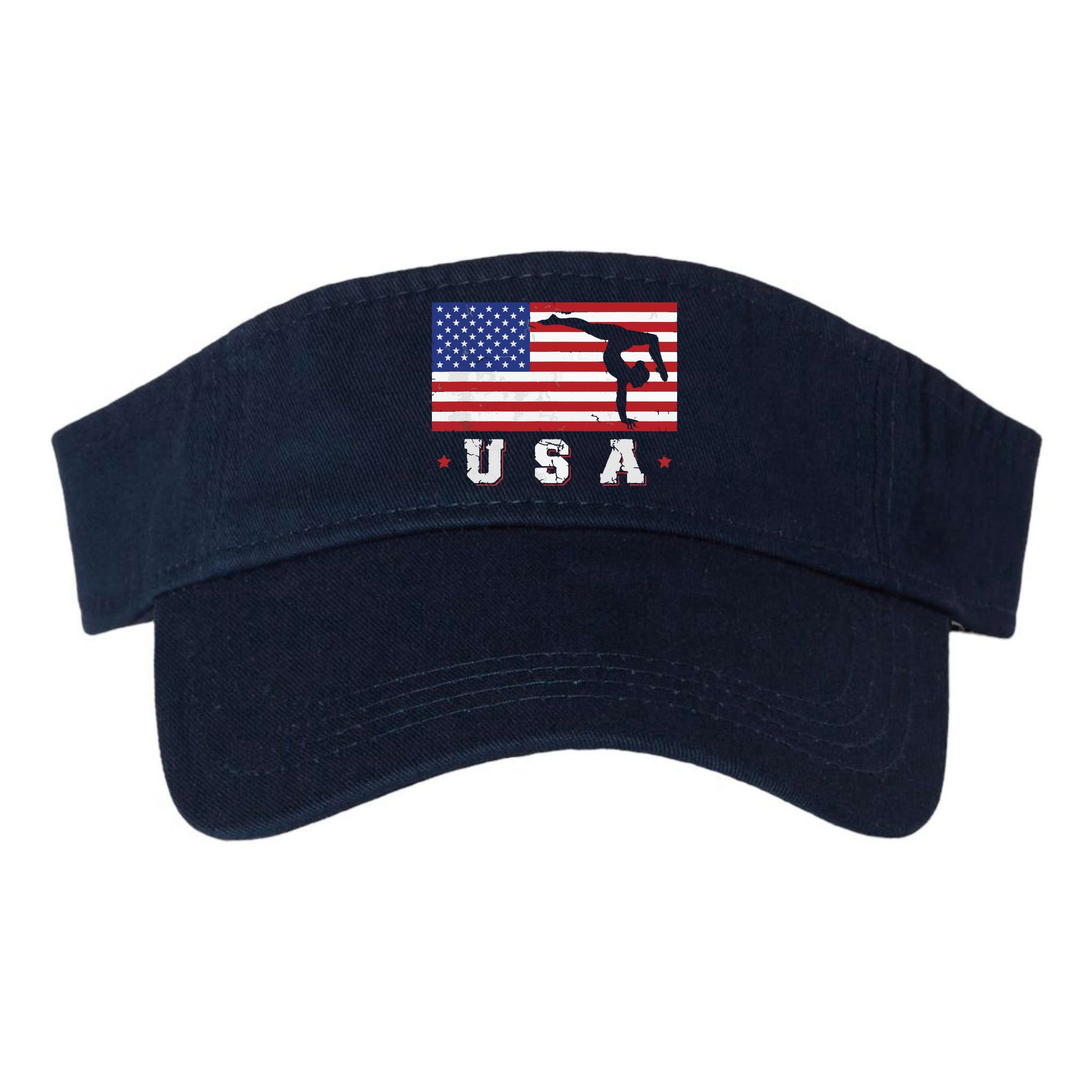 Patriotic Sports Gift American USA Flag Girl Gymnastics Visor