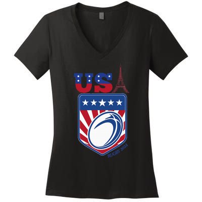 Paris Sport Games Rugby Women's V-Neck T-Shirt