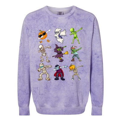 Pumpkin Skeleton Ghost Alien Zombie Dabbing Halloween Cute Gift Colorblast Crewneck Sweatshirt