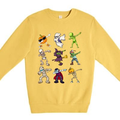 Pumpkin Skeleton Ghost Alien Zombie Dabbing Halloween Cute Gift Premium Crewneck Sweatshirt