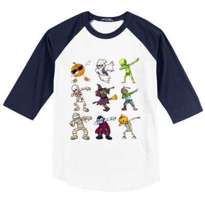 Pumpkin Skeleton Ghost Alien Zombie Dabbing Halloween Cute Gift Baseball Sleeve Shirt