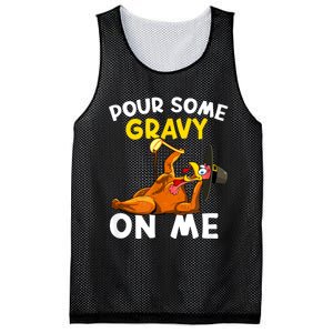 Pour Some Gravy On Me Funny Turkey Happy Thanksgiving Day Mesh Reversible Basketball Jersey Tank