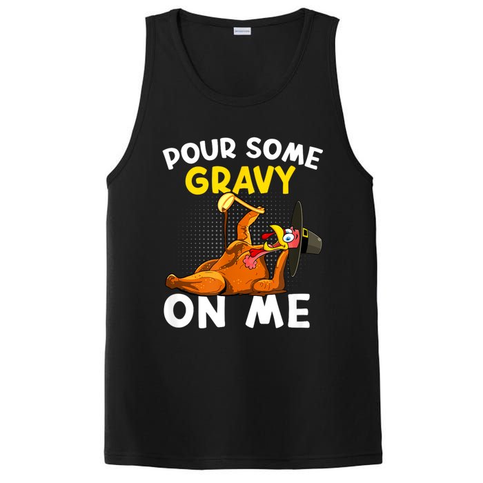 Pour Some Gravy On Me Funny Turkey Happy Thanksgiving Day PosiCharge Competitor Tank