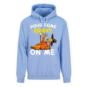 Pour Some Gravy On Me Funny Turkey Happy Thanksgiving Day Unisex Surf Hoodie