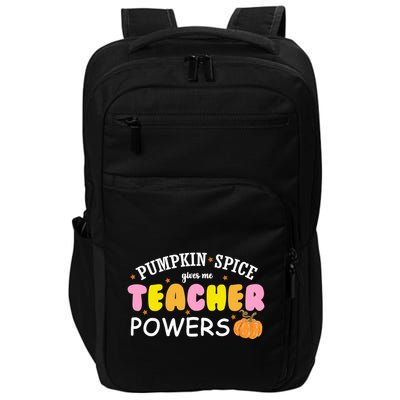 Pumpkin Spice Gives Me Teacher Powers Funny Fall Impact Tech Backpack