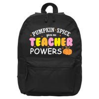 Pumpkin Spice Gives Me Teacher Powers Funny Fall 16 in Basic Backpack
