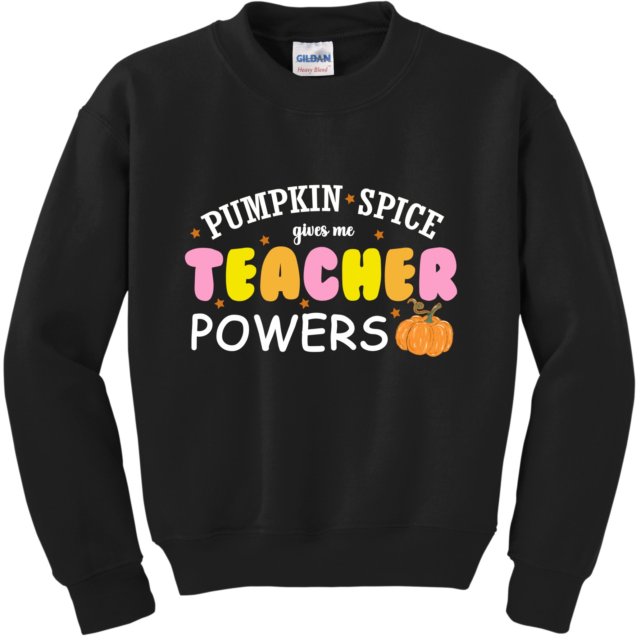 Pumpkin Spice Gives Me Teacher Powers Funny Fall Kids Sweatshirt