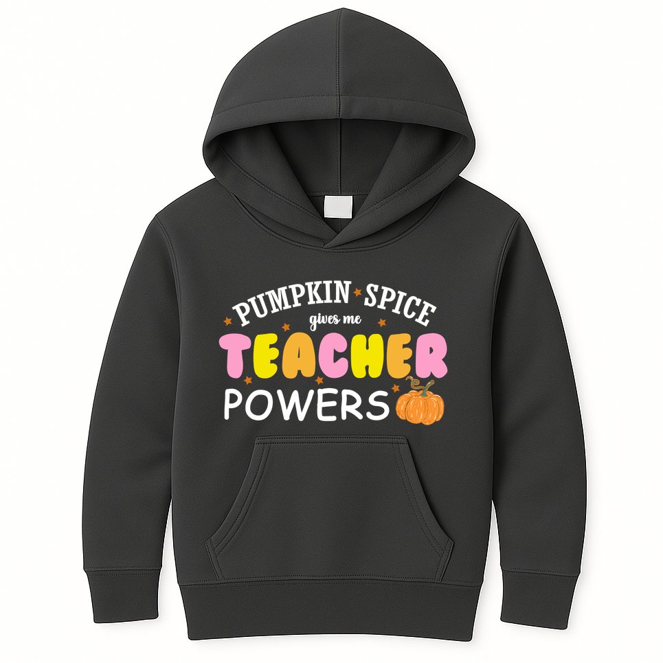 Pumpkin Spice Gives Me Teacher Powers Funny Fall Kids Hoodie