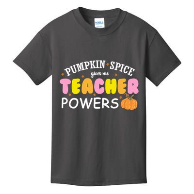 Pumpkin Spice Gives Me Teacher Powers Funny Fall Kids T-Shirt