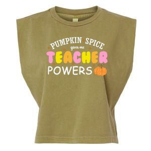 Pumpkin Spice Gives Me Teacher Powers Funny Fall Garment-Dyed Women's Muscle Tee