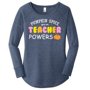 Pumpkin Spice Gives Me Teacher Powers Funny Fall Women's Perfect Tri Tunic Long Sleeve Shirt