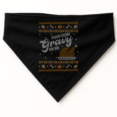 Poor Some Gravy In Me Ugly Sweater Thanksgiving USA-Made Doggie Bandana