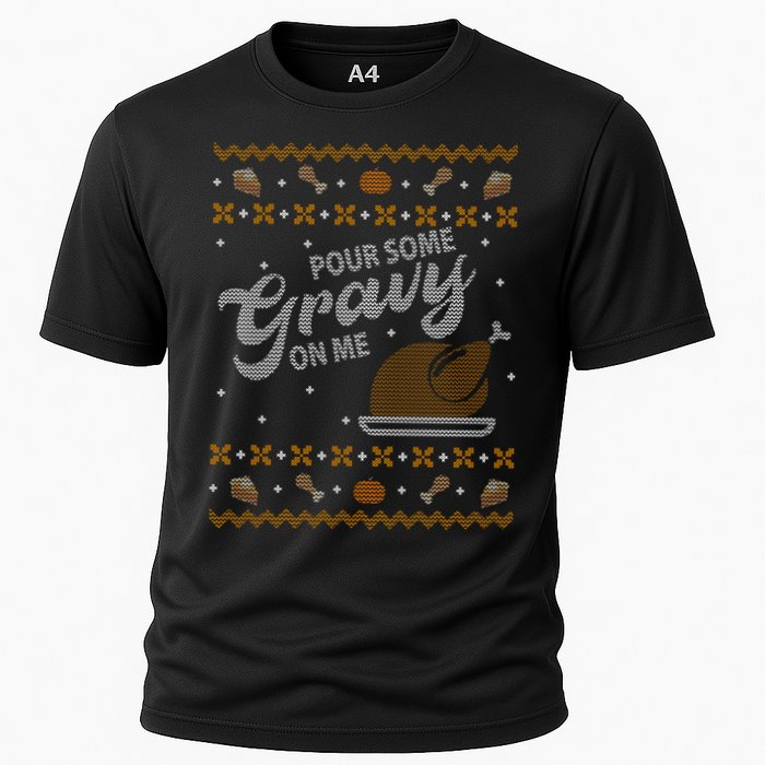 Poor Some Gravy In Me Ugly Sweater Thanksgiving Cooling Performance Crew T-Shirt