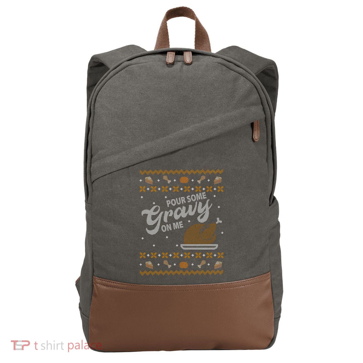 Poor Some Gravy In Me Ugly Sweater Thanksgiving Cotton Canvas Backpack