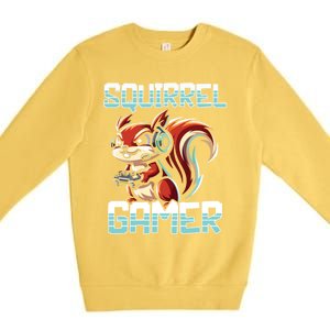 Pc Squirrel Gamer Keyboard Video Computer Gaming Lovers Cute Gift Premium Crewneck Sweatshirt